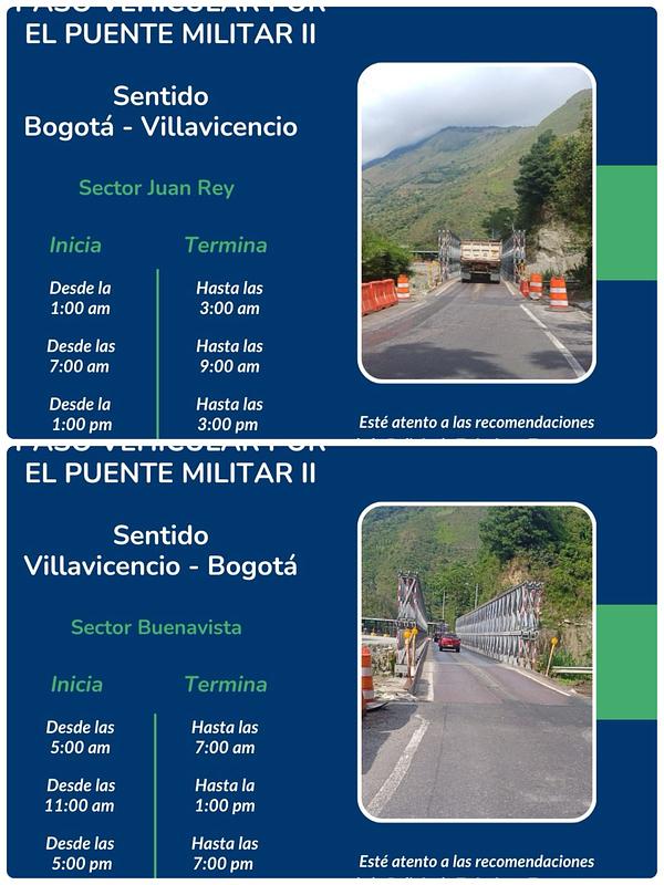 Así operará la vía Bogotá-Villavicencio tras siniestro vial