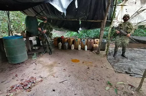 Ejército desmanteló  laboratorio de coca en Fuente de Oro
