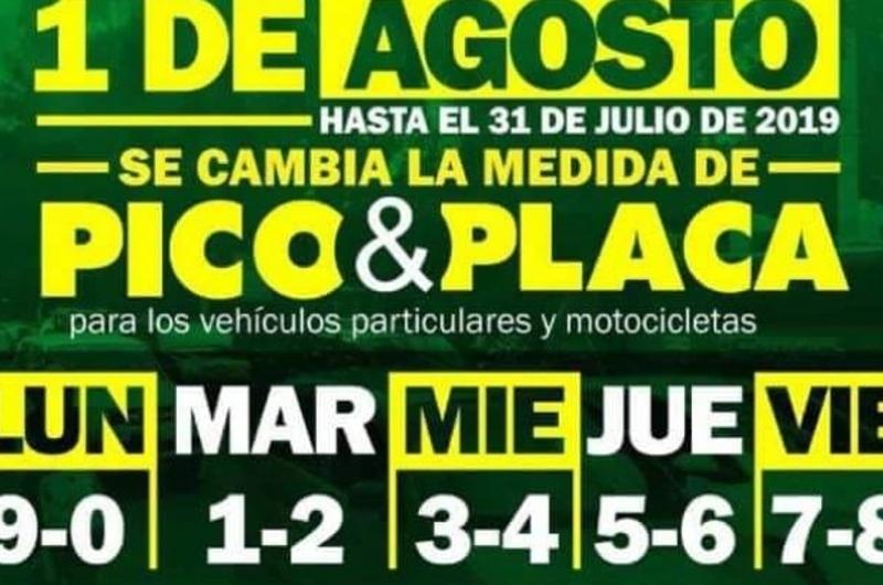 Atento al cambio del Pico y Placa. ¡Del 1 al 3 de agosto será pedagógico!