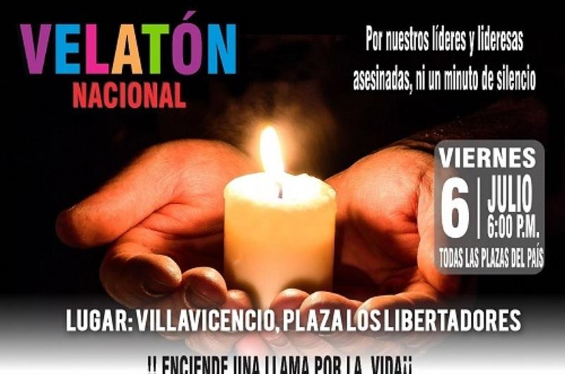 Gran Velatón Nacional por líderes sociales asesinados en Colombia 