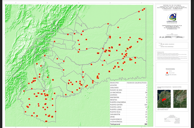 Cerca de 380 focos de calor se registran en el Meta  