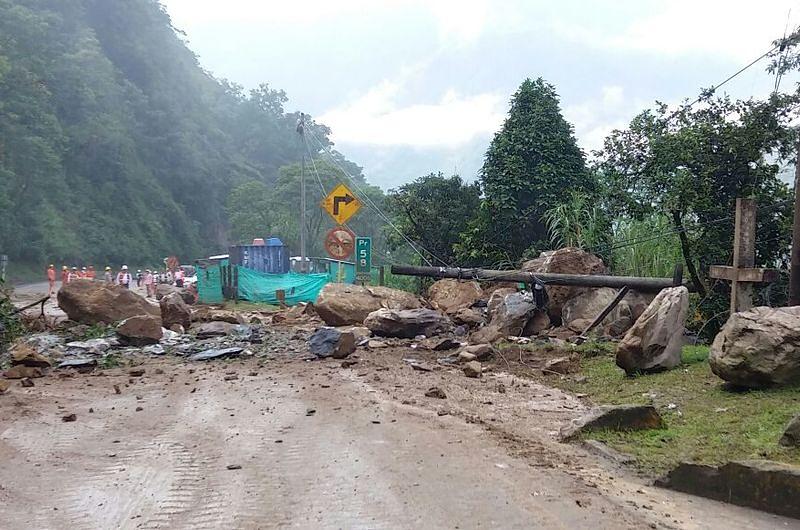 Cierre de la vía Bogotá-Villavicencio por fuertes lluvias