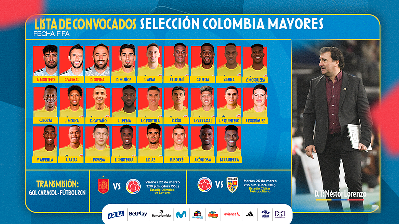 Estos son los convocados de Colombia