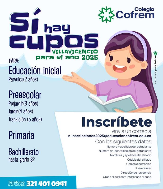 Aparta tu cupo ya en Colegios Cofrem para 2025