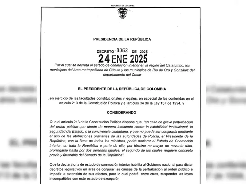 Estado de conmoción interior en Catatumbo: medidas clave