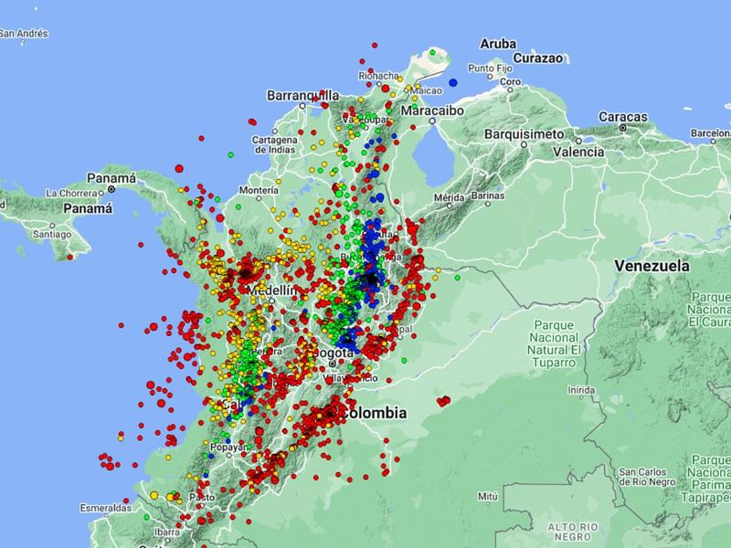 Tembló siete veces en un solo día en Colombia