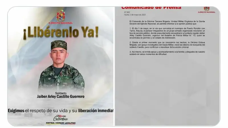 Soldado secuestrado en Arauca estaría en poder del ELN