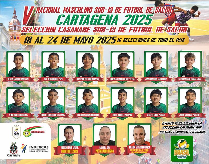 Casanare competirá en el Nacional Sub-13 de fútbol de salón