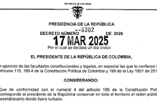 Gobierno Nacional expide decreto que declara día cívico