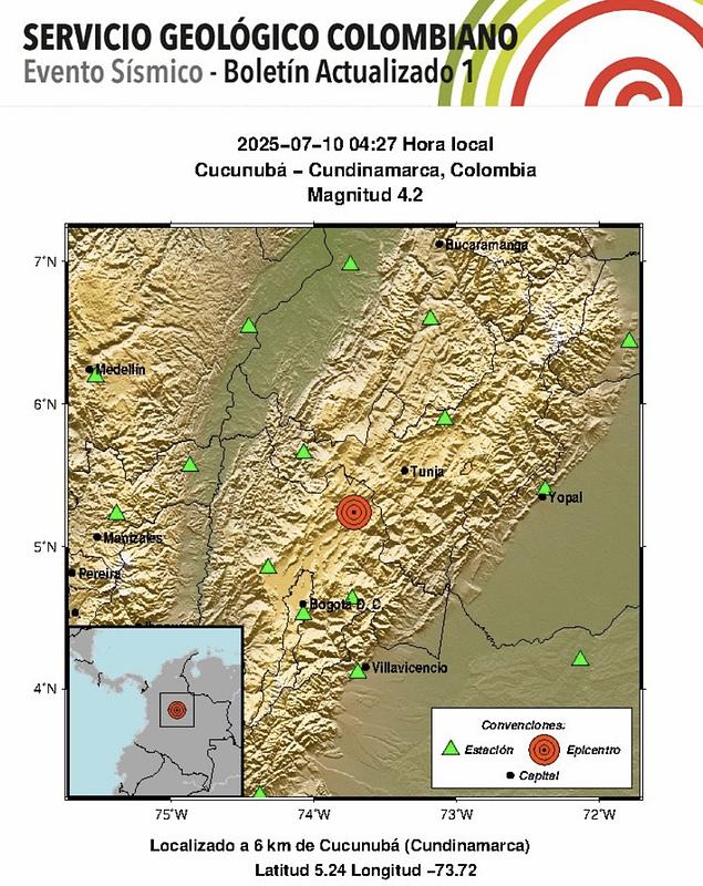 Temblor sacude Cundinamarca en la madrugada
