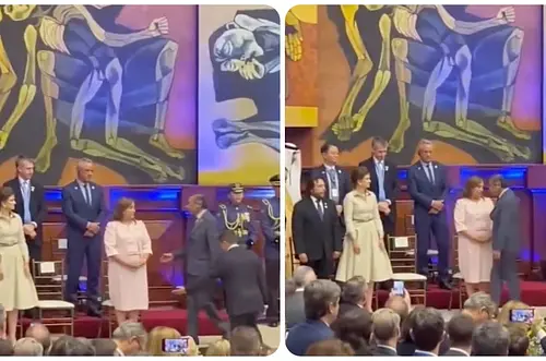 Dina Boluarte evita saludar a Petro en Quito