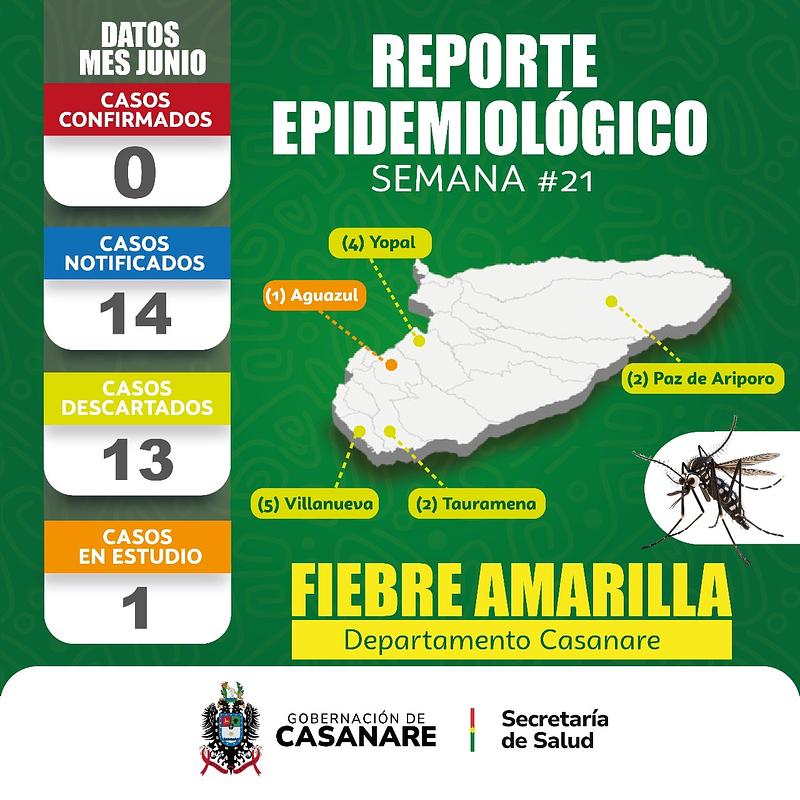 Casanare declara emergencia por riesgo de fiebre amarilla