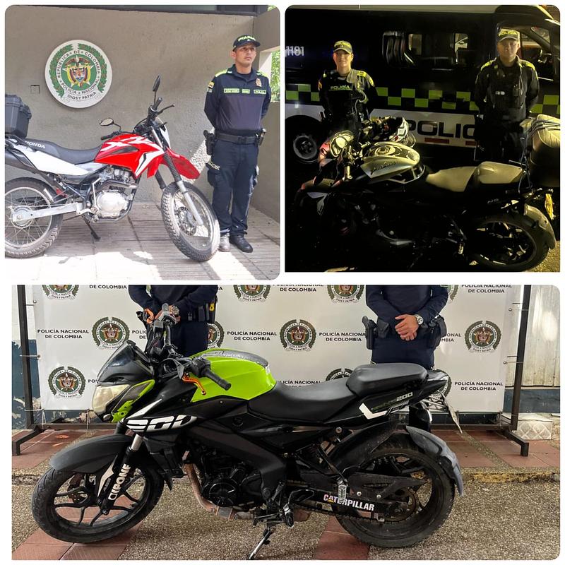 Recuperan tres motos hurtadas en operativos en Villavicencio