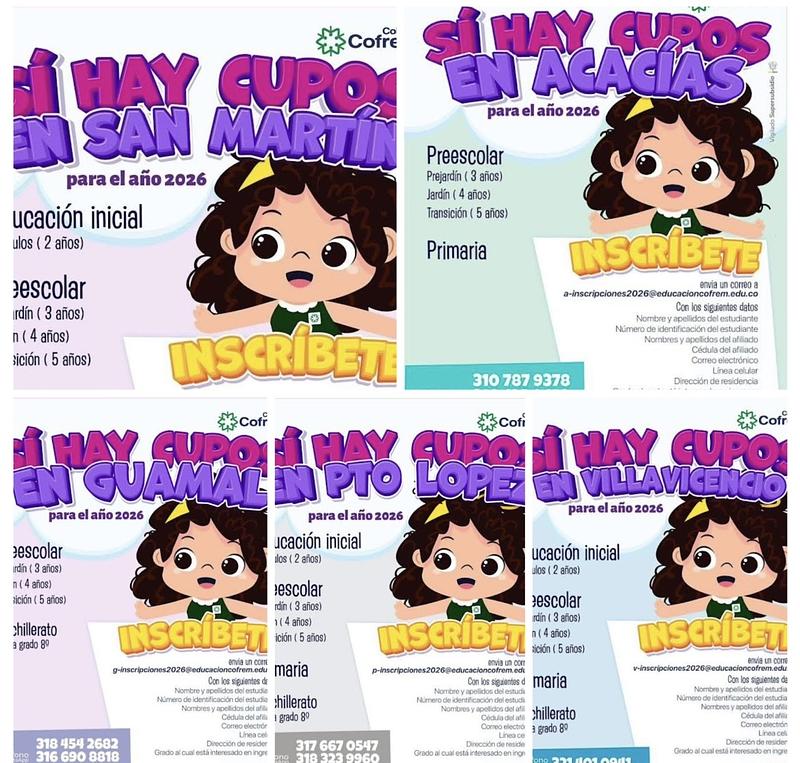 Colegios Cofrem abren matrículas para 2026