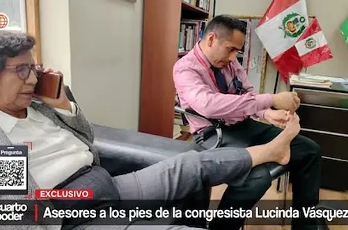 Congresista peruana escandaliza al usar asesores para pedicura laboral
