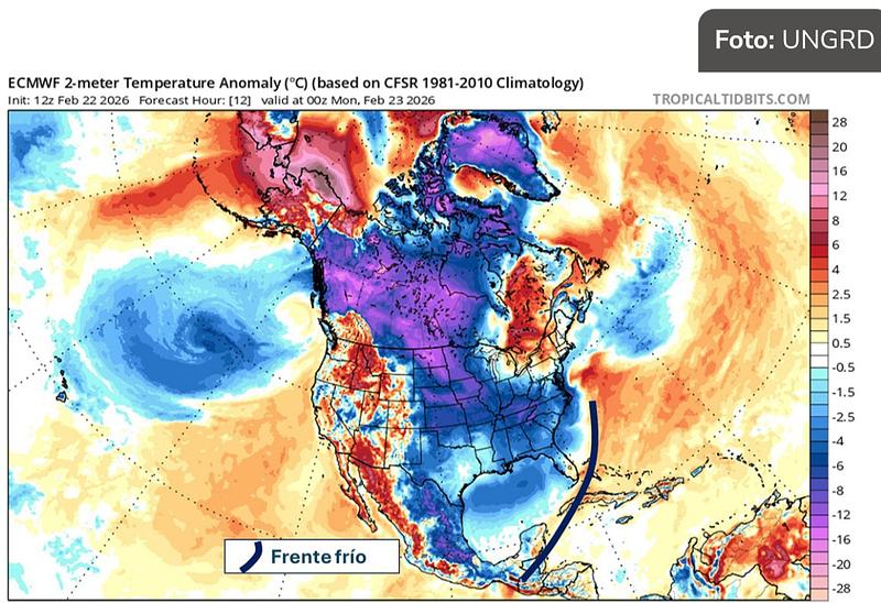 Nuevo frente frío podría incidir sobre el Caribe Colombiano