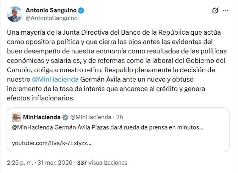 Gobierno respalda choque con Banco por tasas