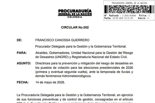 Procuraduría pide reforzar gestión de riesgo en 2026