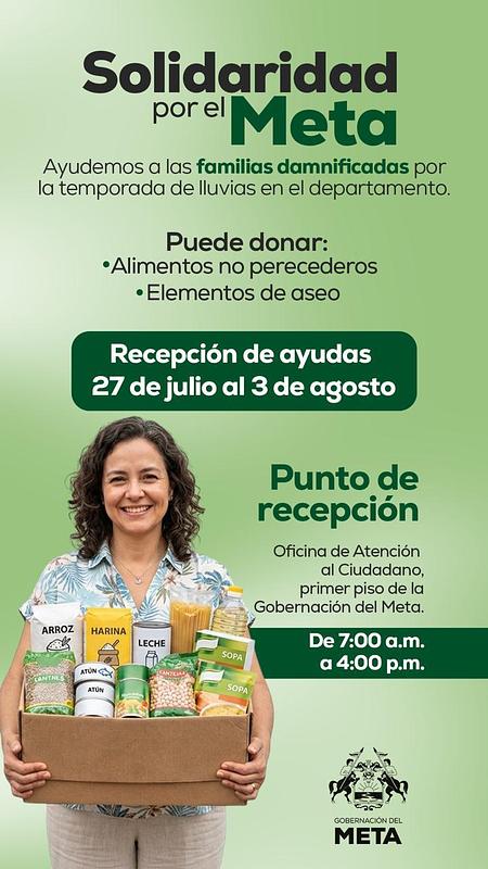 El Meta activa donatón humanitaria
